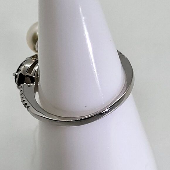 ELITE, New, JEWELRY, SIZE 7, .925 STERLING SILVER, SAPPHIRE, 7MM FW PEARL RING - Picture 6 of 10